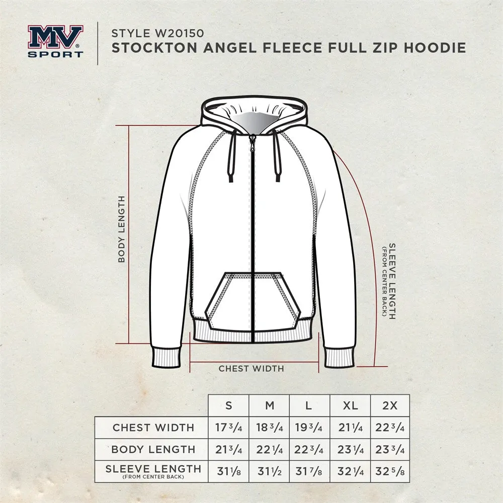 Women's Full-Zip Heather Grey Angel Fleece Hoodie Sweatshirt from MV Sport AirflowOptimized
