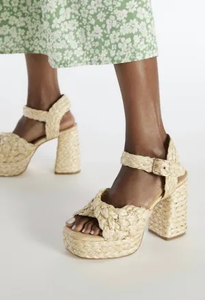 Women's Gail Platform Sandal In Natural Raffia Easy To Clean Padded