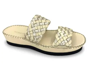 Women's Gala Slide Sandals In Bone/gold Subtle Shine Stable Structure