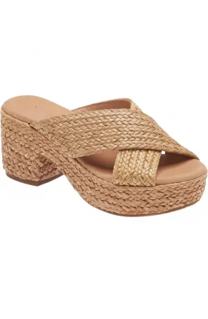 Women's Gio Block Heel In Natural Raffia Memory foam insole Comfortable Heel