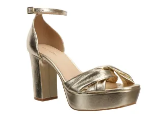 Women's Julie Platform In Gold Leather Tuxedo Heels Outfit Boost
