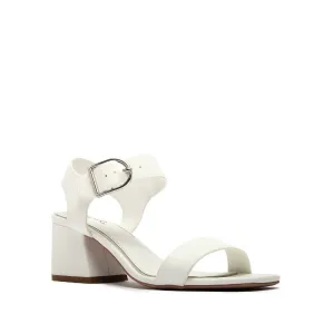Women's Katen Heel In Off White Ankle Strap Stable Structure