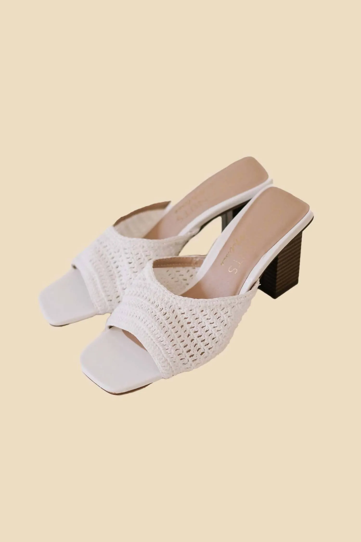 Women's Layton Crochet Mule Heels In Ivory Casual Office Heels