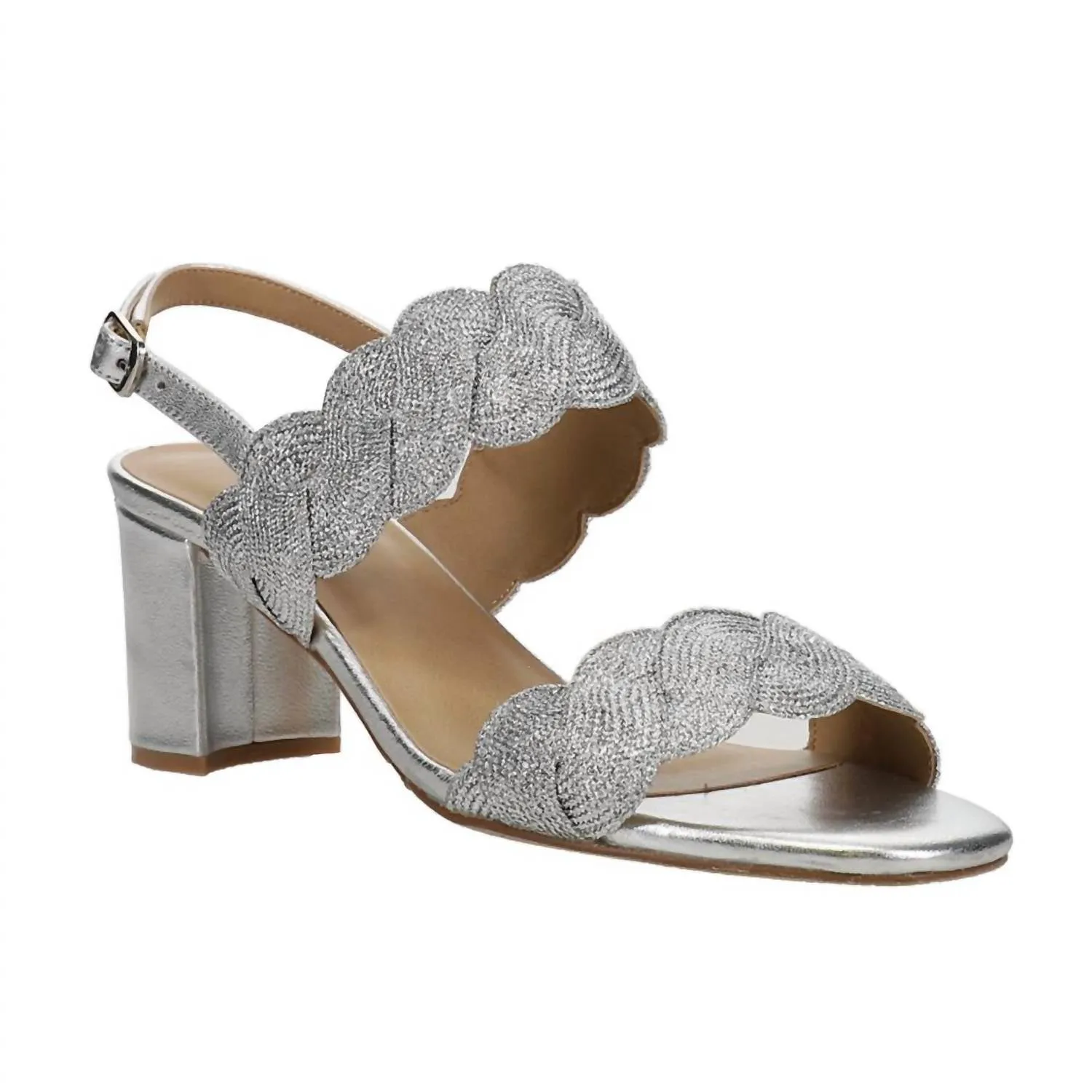Bridal Wedding Heels Slip On Design Women's Lettie Woven Sandals In Silver
