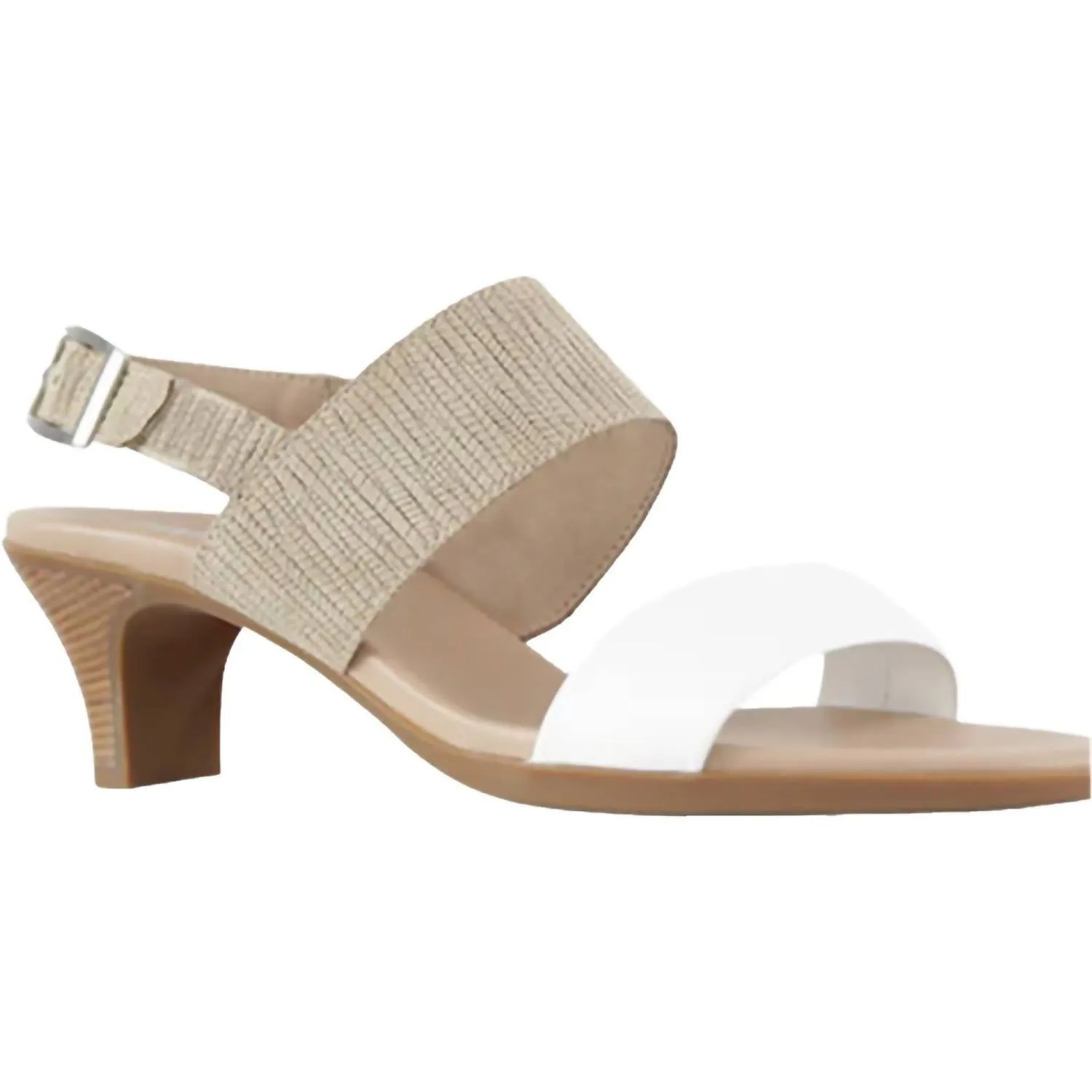 Daytime Heels Padded Tongue Women's Livia Sandals In White/tan Combo