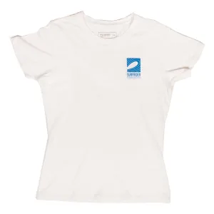 Womens Logo Tee White Comfortable Stretch Boat neck style