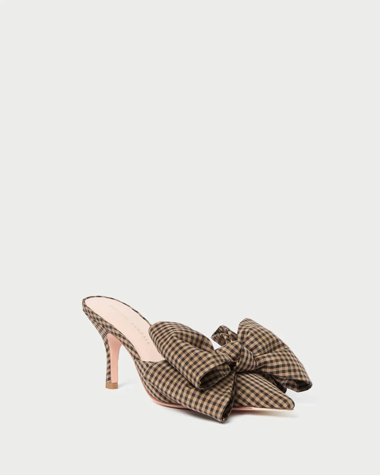 Women's Margot Gingham Bow Mule Pumps In Brown/black Stretchable