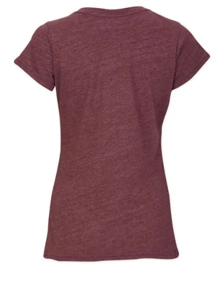 Women's Maroon Heather Tri-Blend Tee from Boxercraft Wonder Fit