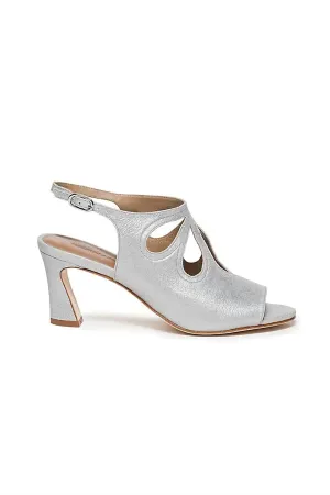Women's Nili Heels - Medium In Silver Tumbled Metallic Suede Strappy Design City Chic