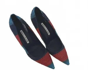 Women's Pointed Bb Snakeskin Stiletto Pumps In Pink/blue Trendy Boots