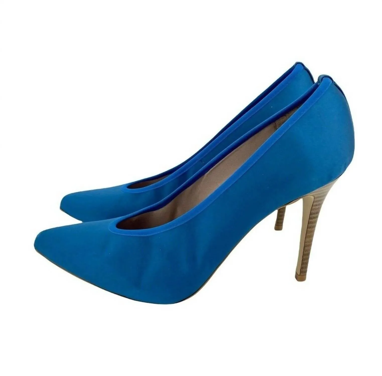 Chic Booties Women's Pointed Toe Satin Pumps Stiletto High Heels In Blue