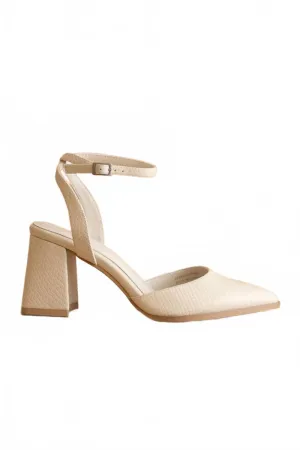 High Style Women's Princess Ankle Strap Heels In Beige