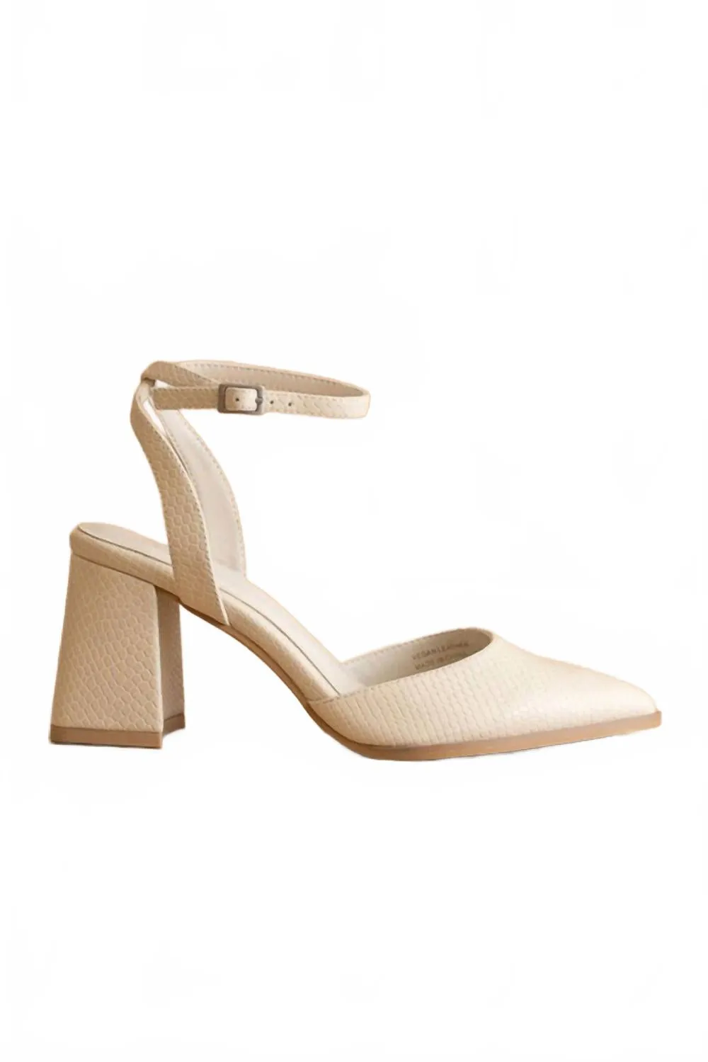 Women's Princess Ankle Strap Heels In Beige Office Vibe Breathable Upper