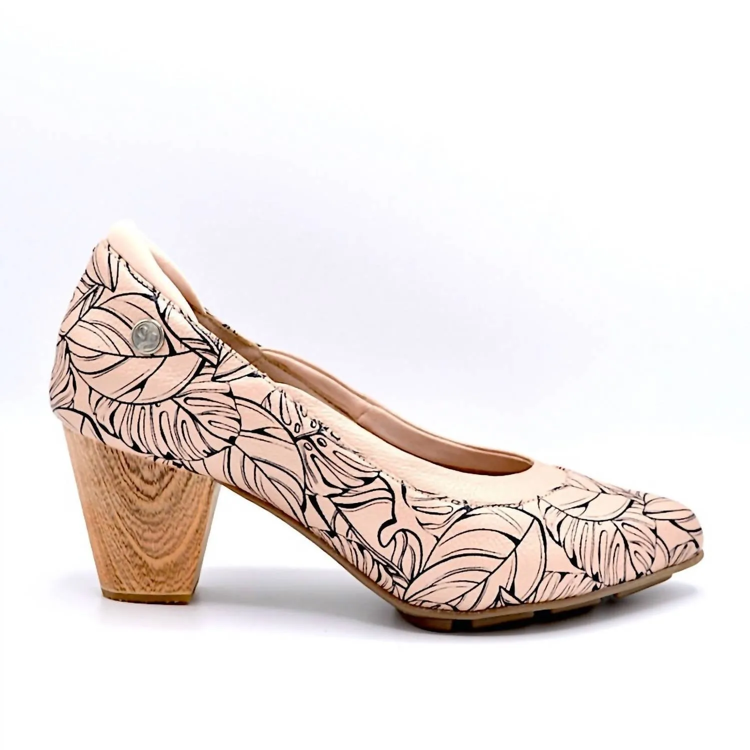 Women's Rhyme Mid Heels In Rose Print Leather Soft Cushion Heels