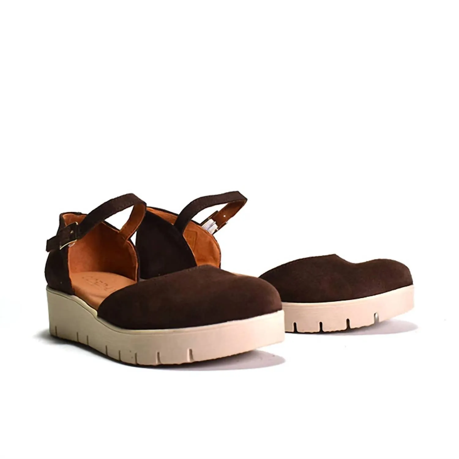 Women's Sandie Platform Pump In Serraje Brown Comfortable Footbed Evening Pumps