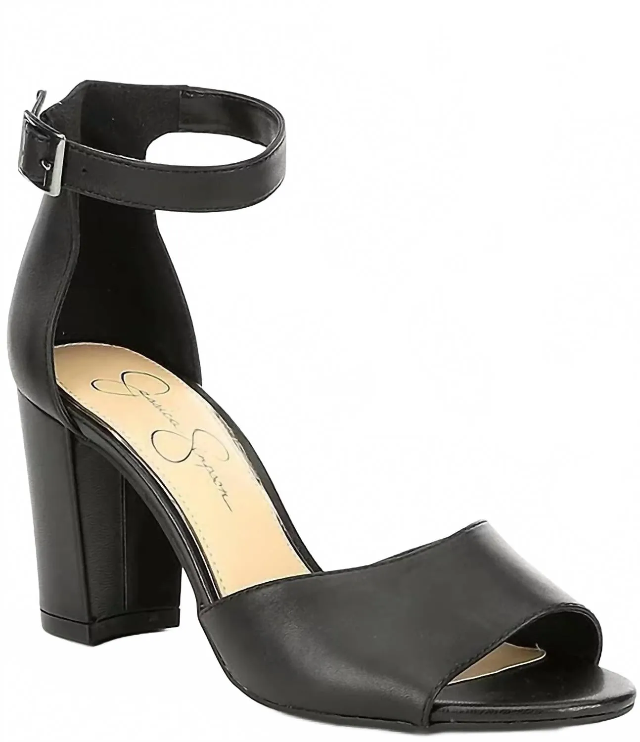 Women's Sherron Leather Ankle Strap Heel In Black Comfortable Stilettos Formal Event Heels