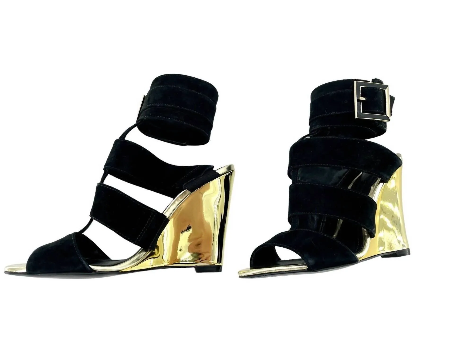 luxe feel Women's Shine Wedge Suede Heels In Black