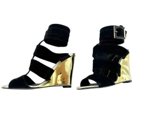 luxe feel Women's Shine Wedge Suede Heels In Black