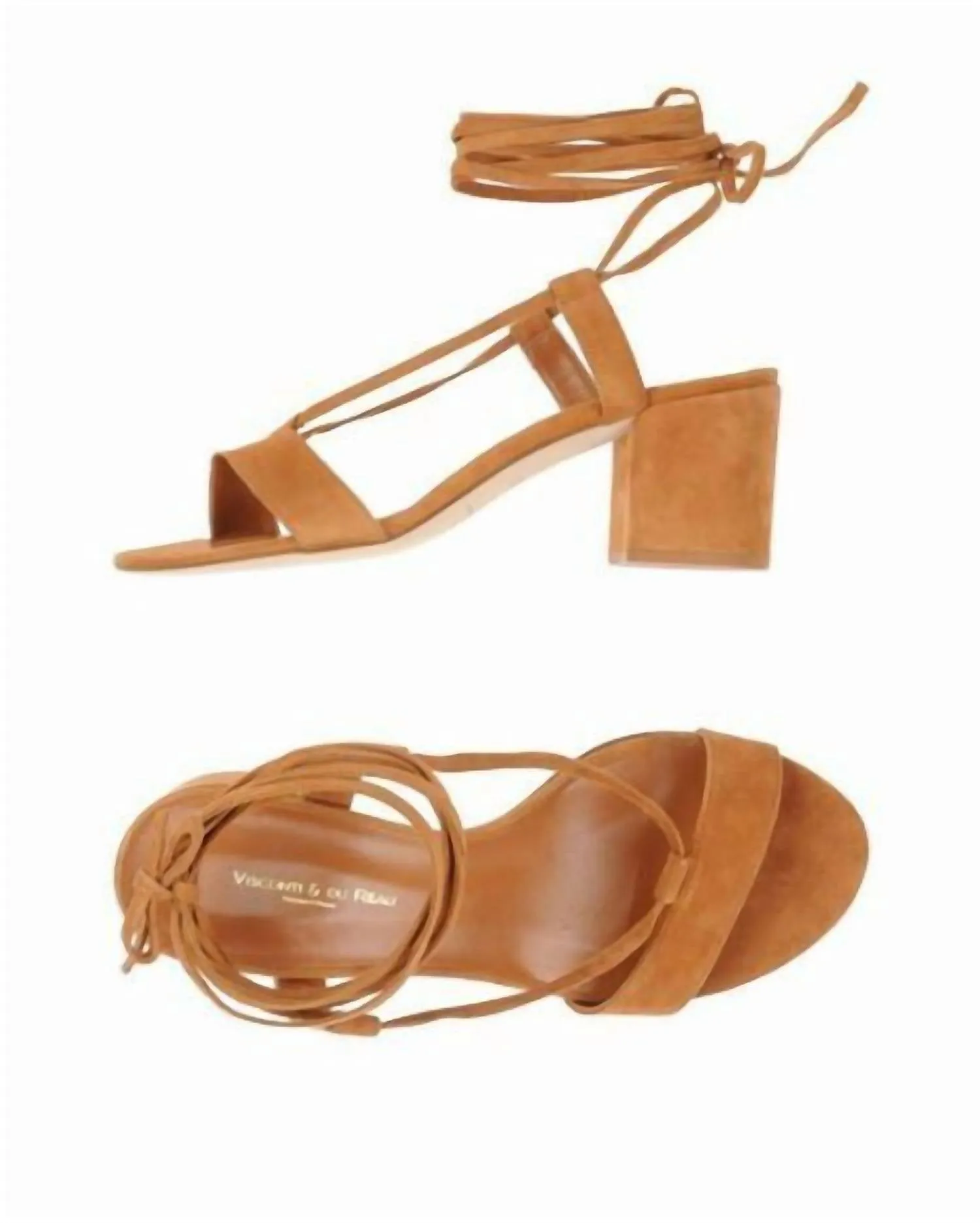 Women's Suede Leather Ankle Wrap Block Heel Sandals In Brown Bold Open Toe Heels Textured Surface