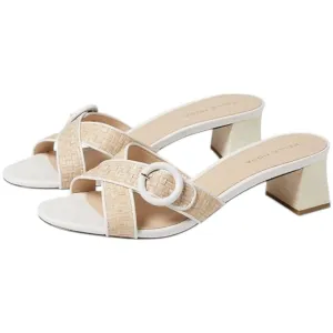 Women's Thana Heels In White Washed Basket Fall Footwear Removable Footbed