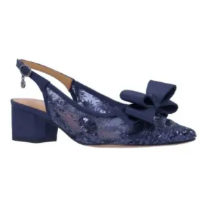 Women's Triata Mesh Pumps In Navy Sequin Retro Platform Heels Metal hardware
