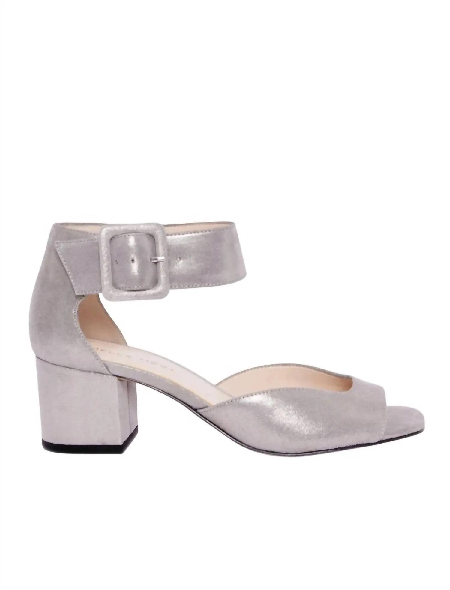 Women's Uliss Ankle Strap Sandal In Pewter Effortless Cool Summer Wedding Heels