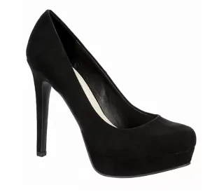 Women's Wow Micro Suede Pumps In Black Soft Leather