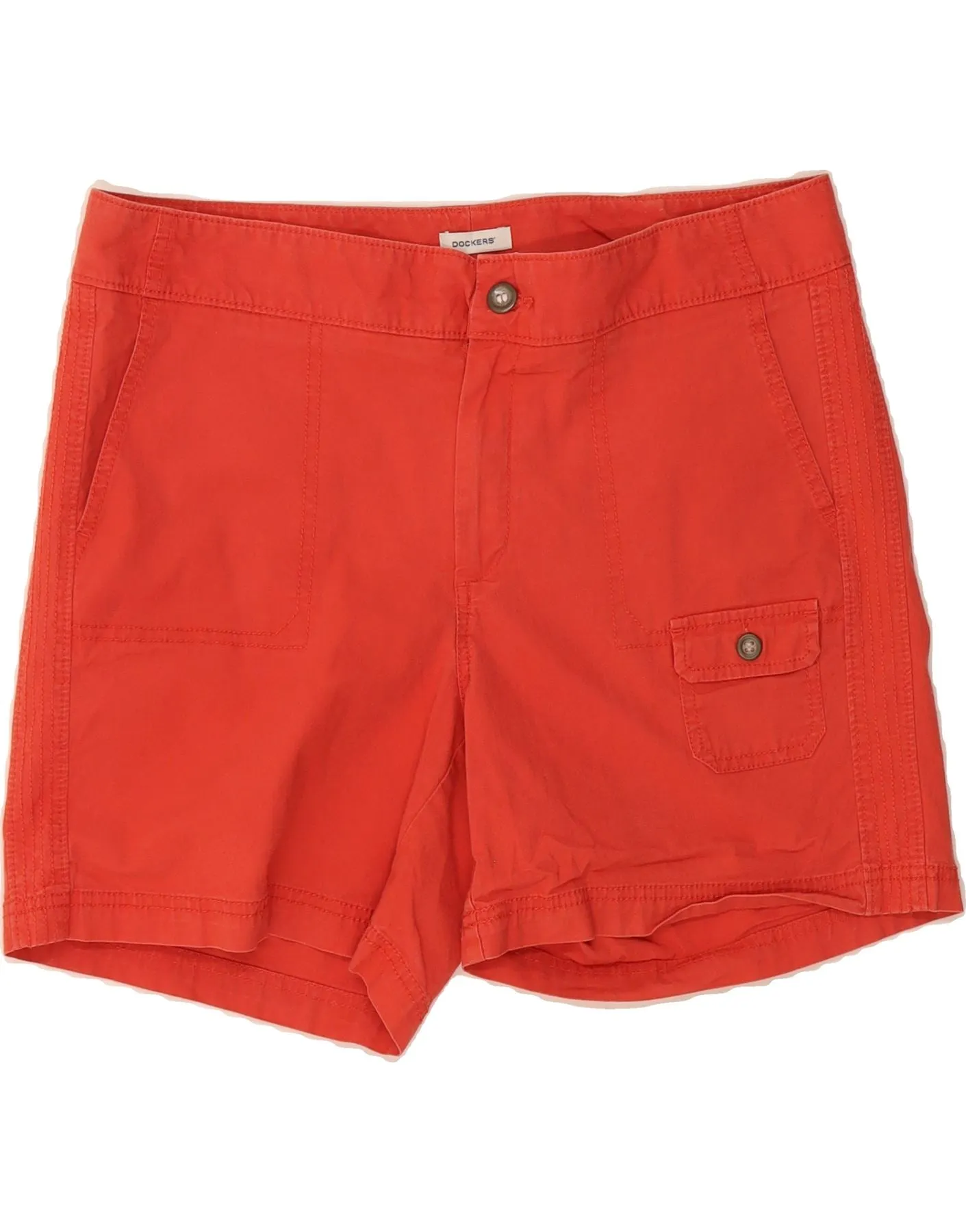 Embroidered Logo Standalone Option DOCKERS Womens Curvy Mid Rise Cargo Shorts US 12 Large W34 Orange Cotton