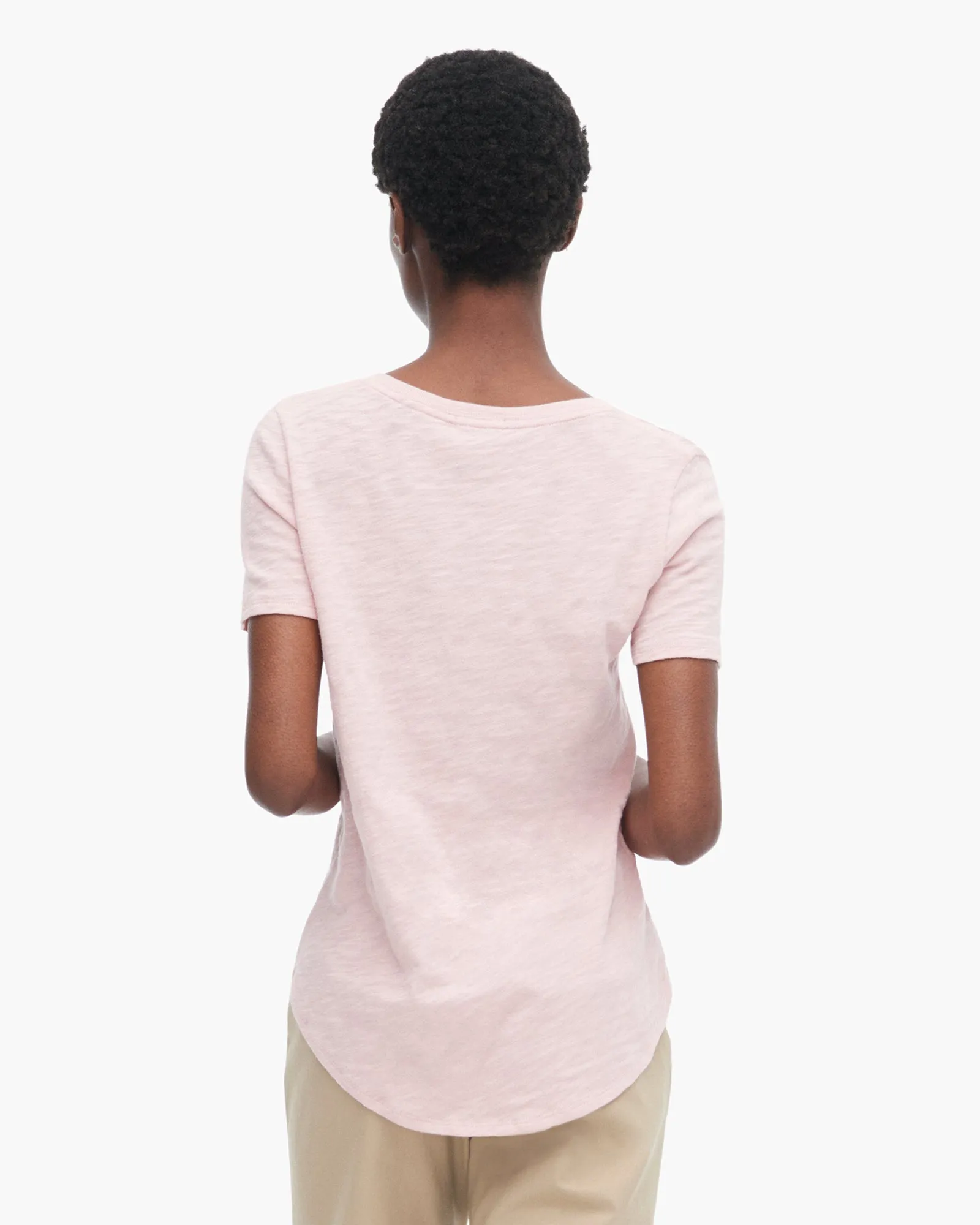 Slub Jersey Classic Short Sleeve V-Neck Tee - English Rose Anti Shrinkage Treatment