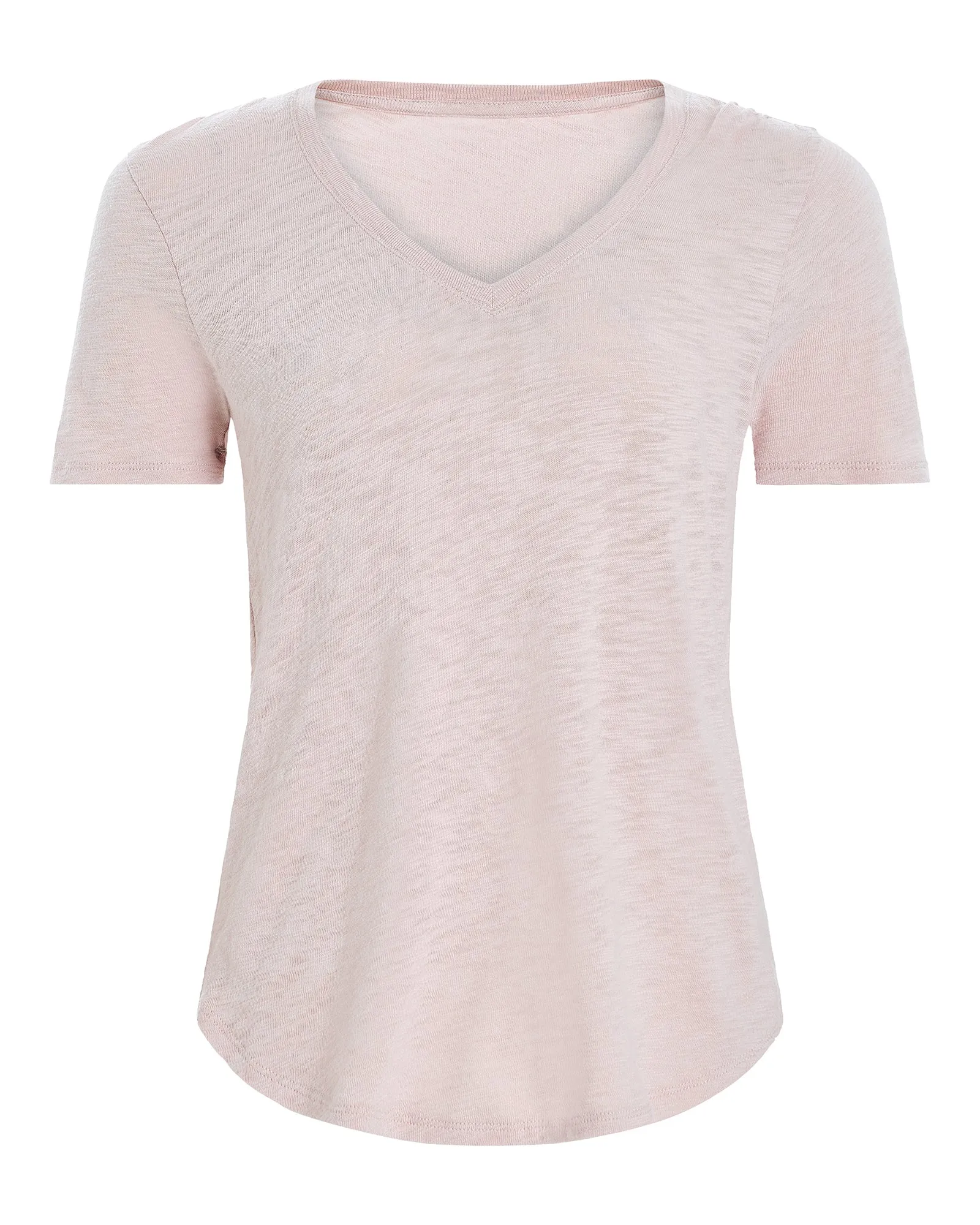 Slub Jersey Classic Short Sleeve V-Neck Tee - English Rose Lightweight Feel Light and Breezy