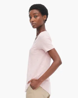 Light Fit Wear Everyday Casual Slub Jersey Classic Short Sleeve V-Neck Tee - English Rose