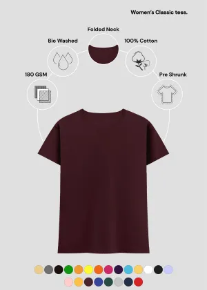 Fade Resistant Print Non Shrink Material Maroon Women's Classic T-Shirt | FC21