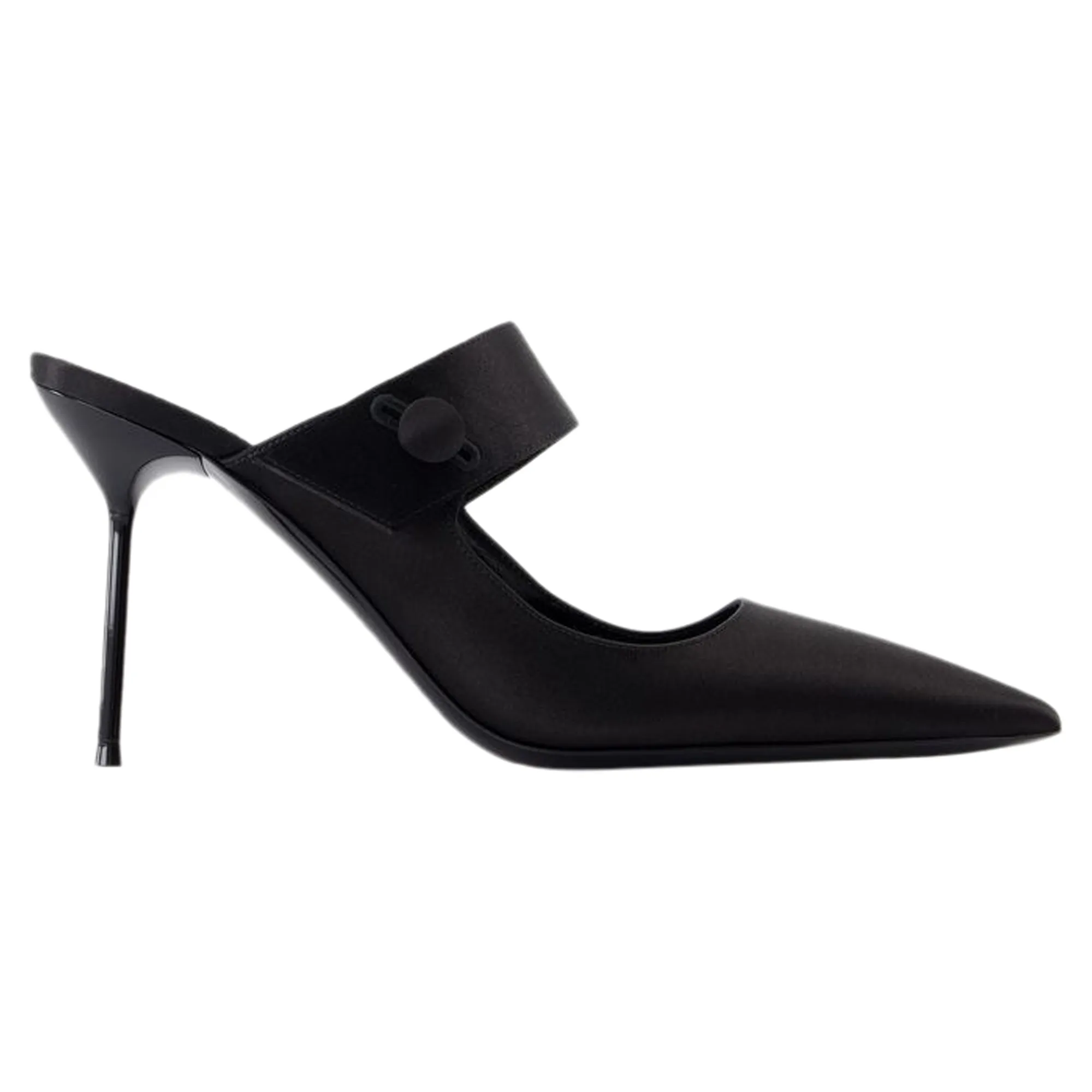 Sharp Look Open Toe Pumps Lidia Couture Sabot 90 Pumps - Paris Texas - Silk - Black