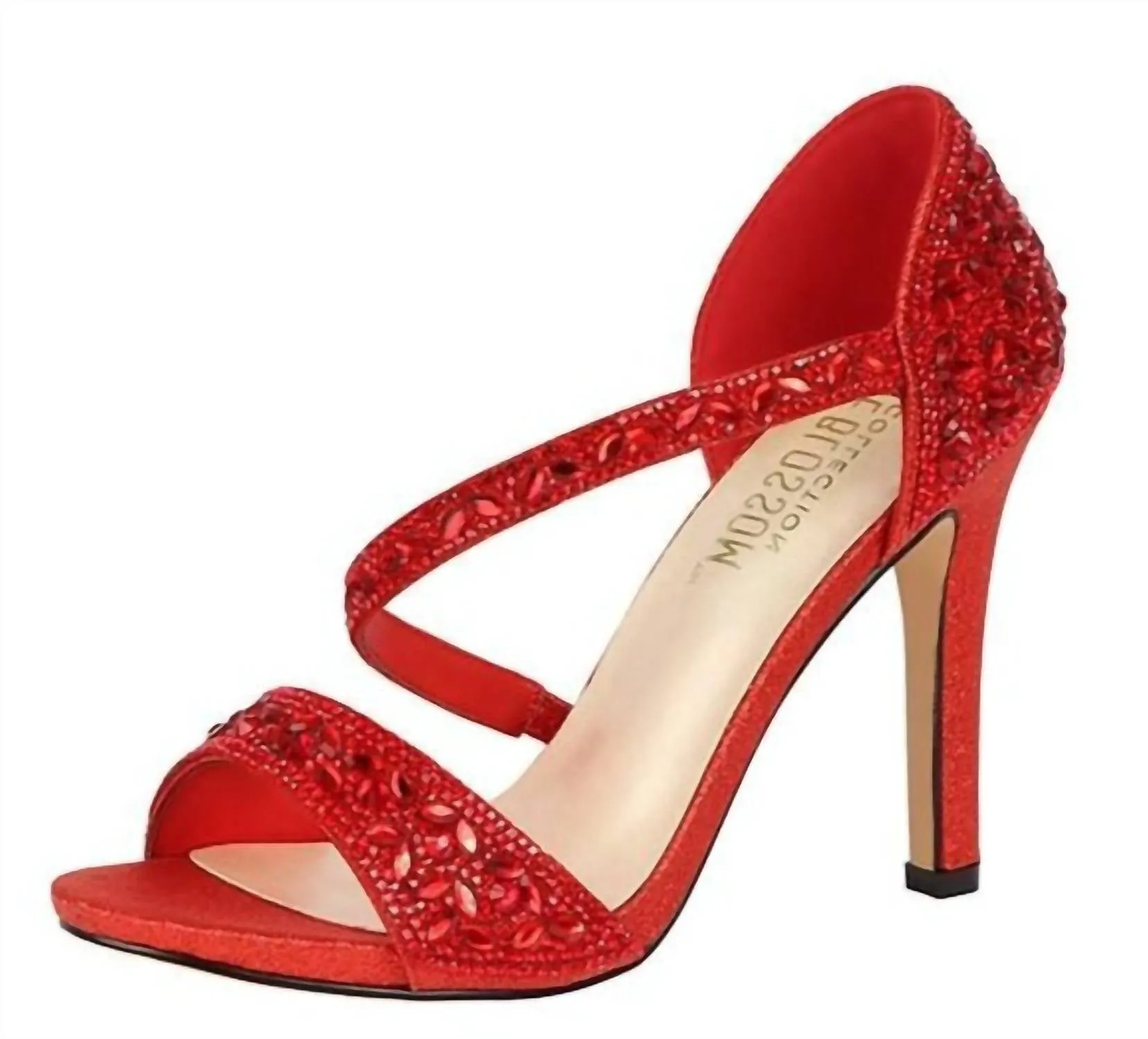 Sparkle Criss Cross High Heel In Red Bridal Stilettos Formal Footwear