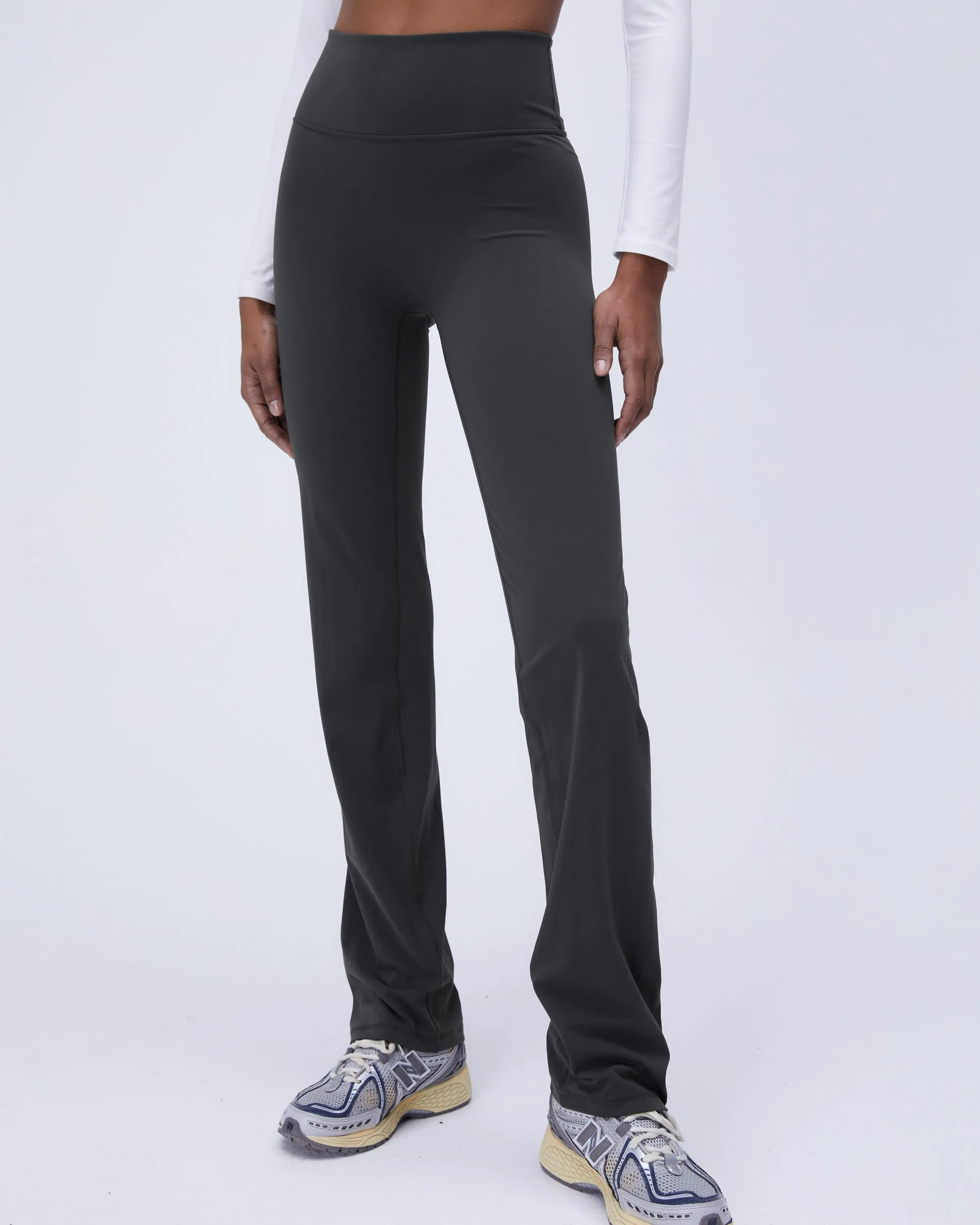 Breathable Weave Fabric Double Layered Hem Yoga Pant - Graphite Grey