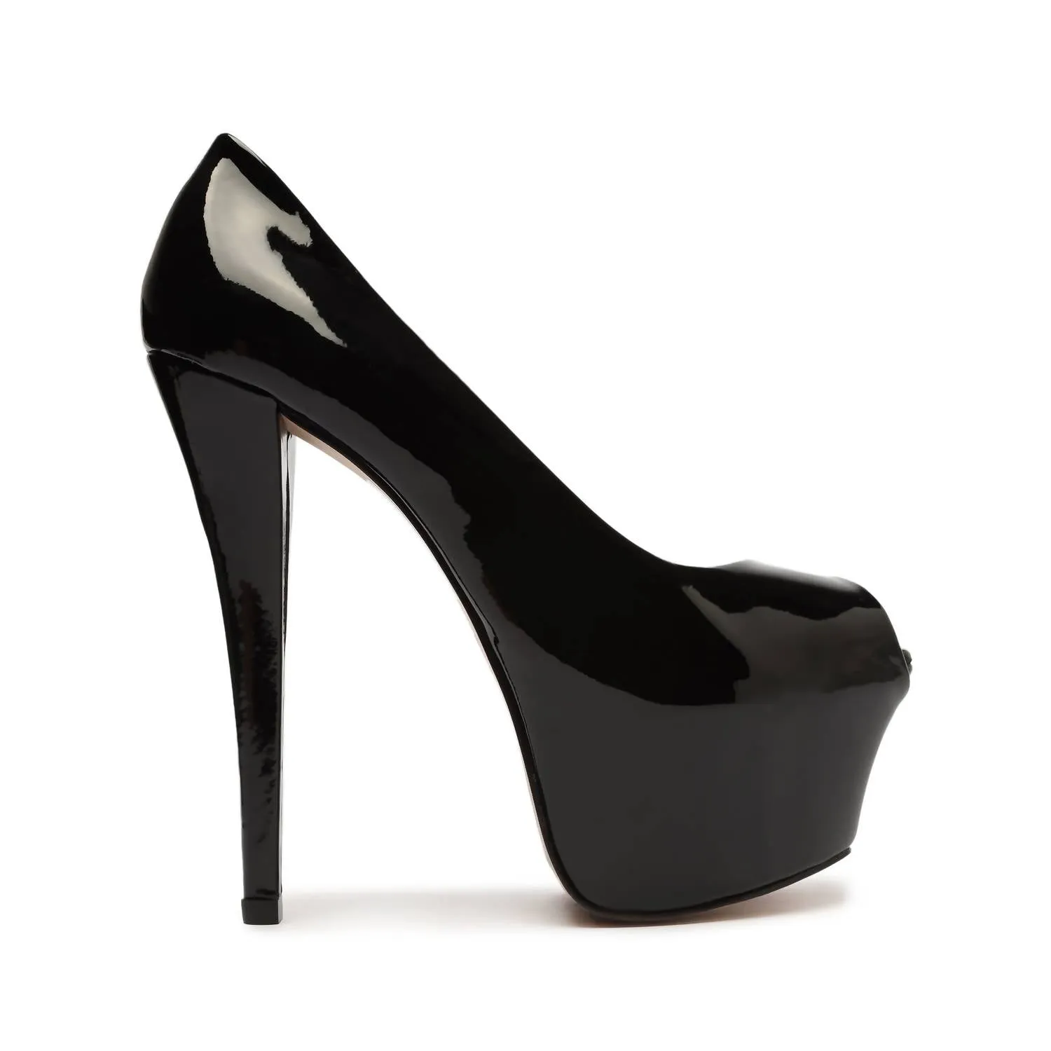 Zelda Platform Patent Leather Pumps In Black Patent Supportive arch